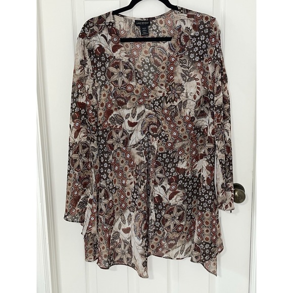 Lane Bryant Tops - Lane Bryant Women's Sheer Boho Blouse Top Tunic Split Long Sleeve Size 18/20
